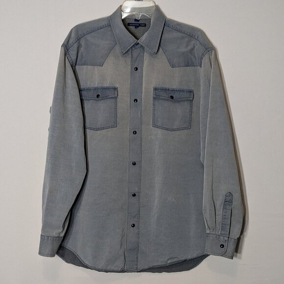 MCKENZIE TRIBE Men's Acid Wash Blue Chambray, Snap Long Sleeve Shirt; Size L-XL - Picture 1 of 6